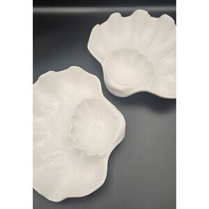 Vintage Sur La Table White Porcelain Shell Serving Bowls – Set of 2